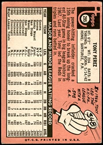 1969 Topps 295 Tony Perez Cincinnati Reds (Baseball Kártya) VG Vörösök