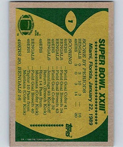 1989 Topps 1 Super Bowl XXIII 49ers NFL Labdarúgó-Kártya NM-MT