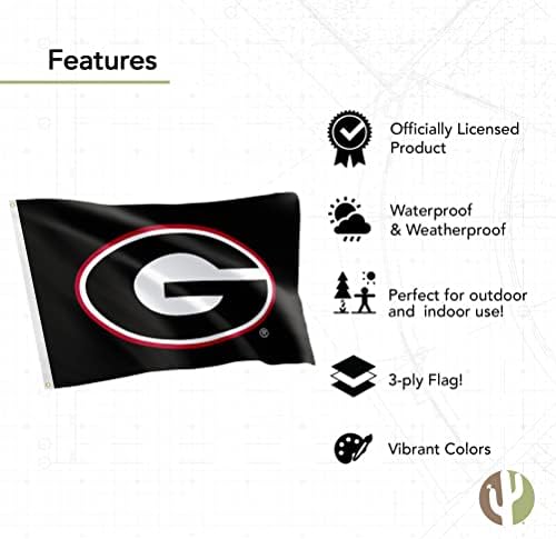 University of Georgia Zászló Kétoldalas Bulldogs UGA Előtt Bannerek Poliészter Beltéri Kültéri 3x5 (Kétoldalas Zászló 2)