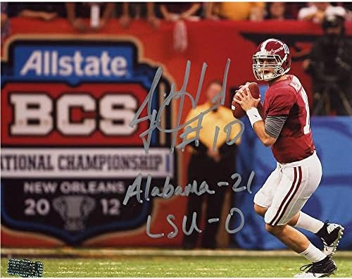 AJ McCarron Aláírt Alabama Crimson Tide keret nélküli 8×10 NCAA Fotó Alabama 21 LSU 0 Felirat, - Dedikált NFL-Fotók