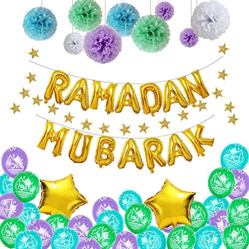 Abaodam 1 Set/ 59pcs Eid Latex Léggömb Meghatározott Ramadan Mubarak Kreatív Gyönyörű Dekoráció Lufi Buli, Fesztivál, Összejövetel