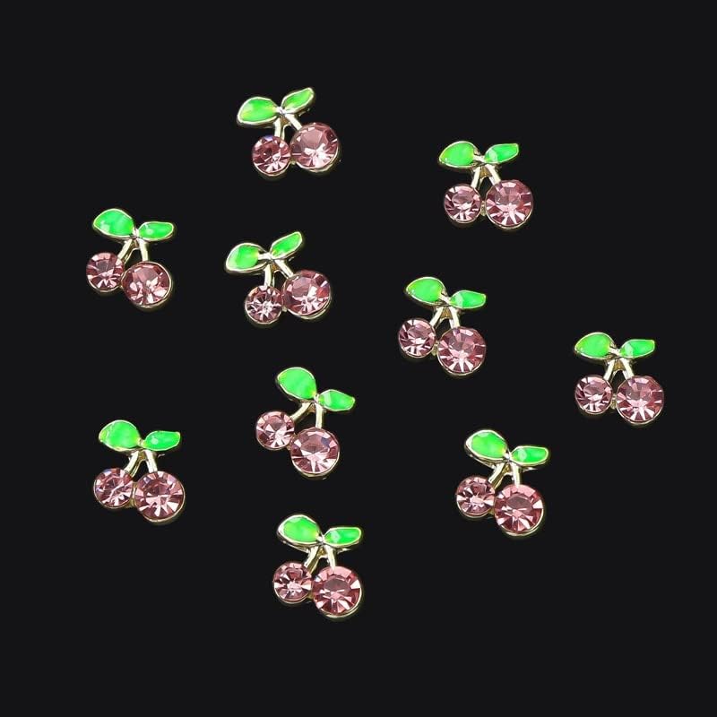 Rózsaszín Mini Cseresznye Körmök Varázsa 6/8MM Strassz 3D-s Alufelni Fénylik Köröm Art Alkatrészek Tartozékok Csillogó Fém Manikűr Dekoráció