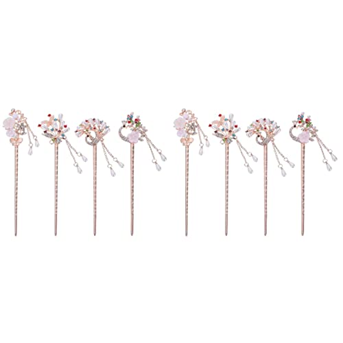 Lurrose 8db Hajtű Szülinapi Party Dekoráció Virág Nők Kristály Haj, Esküvői Kiegészítő, Hosszú Rózsaszín Gyöngy, Pálcika Kedvez