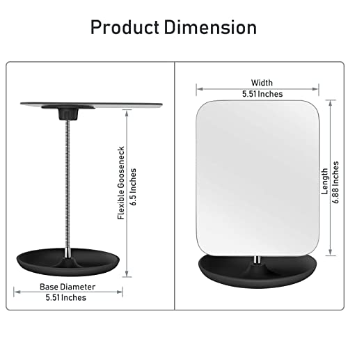 LFOYOU Táblázat Hiúság Tükör Stand - Smink Tükör Asztal - Állítható Rugalmas Hattyúnyak, 360° - os Elforgatás Összecsukható, Hordozható