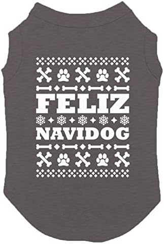 Feliz Navidog - Spanyol Karácsony Karácsonyi Mikulás Kutya Póló (Természetes, Nagy)