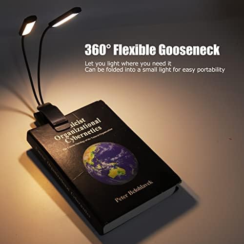 Haofy asztali Lámpa, LED olvasólámpa USB Újratölthető szemvédő 360° Hattyúnyak Klip Kettős Könyv Lámpa Hálószoba, Iroda Otthoni Világítás