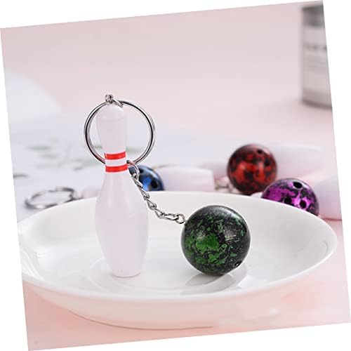 NUOBESTY 30 db Hátsó Keychains Ajándékot Autó Dekoráció, Műanyag Mini Pin Sport DIY Bowling Csapat Medálok Ajándék Gyűrű Gyűrűk