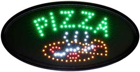 Alpesi Iparágak LED-es Pizza Jel (Ovális, 19x10 cm) & Alpesi Iparágak LED Nyitva neonreklám Üzleti (Ovális, 23x14 cm) Csomag