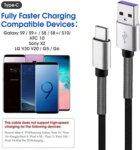 [3Pack 6ft] Kompatibilis a Samsung Galaxy S9 S10 S8 Plusz Töltő Kábel(3A Gyors Töltés), TPE USB C Típusú Töltő Kábel,USB-A