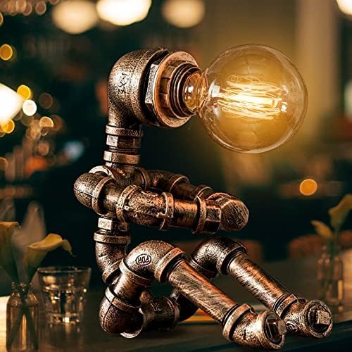 ZGLCQSGY Idustrial asztali Lámpa Robot Lámpák Steampunk Lámpa Hűvös, Édes asztali Lámpa Víz Cső Fény e26 Retro asztali lámpa Iroda,Hálószoba,Nappali