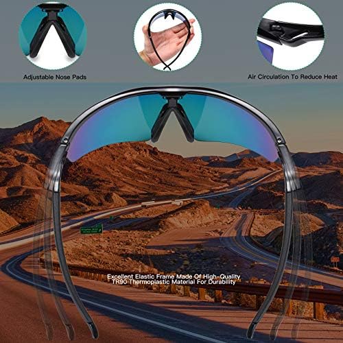 DUCO Polarizált Sport Kerékpáros Napszemüveg a Férfiak 5 Cserélhető Objektívek a Futó Golf Halászat, Túrázás a Baseball
