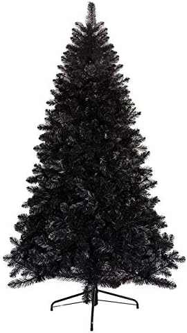 YUMUO Fekete Karácsony Fa,PVC Titkosított Mesterséges Karácsonyi Fenyő Fa, Fém, Összecsukható Állvány,Nyaralás, Szezonális Dekoráció-Fekete