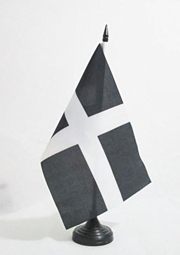 AZ ZÁSZLÓ Cornwall Megyei Táblázat Zászló 5 x 8 - Megyei Cornwall - Anglia Asztal Zászló 21 x 14 cm - es, Fekete Műanyag pálca, Bázis