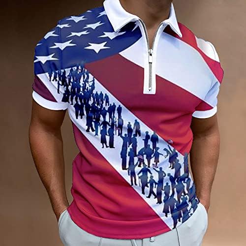 Férfi Amerikai Zászlós Póló Hazafias július 4 Póló Nyári Alkalmi Klasszikus Rövid Ujjú Golf Sport Polos