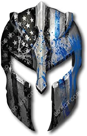 Vékony Kék VONAL Spártai Sisakban Amerikai Zászló Rendőr Kék Él Számít Mesterlövész Vinyl Matrica Matrica, Autó, Teherautó