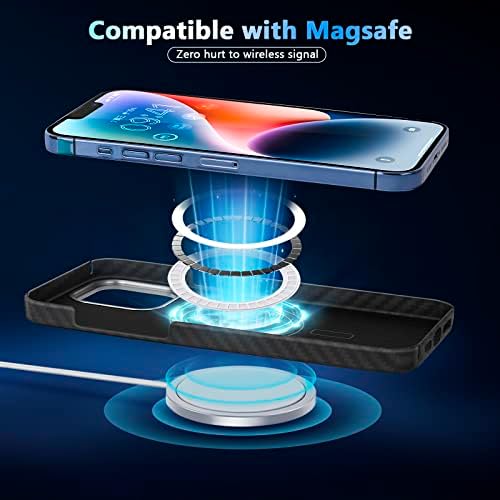 UBASTER iPhone 14 Pro Max Esetben, Aramid Szálak Kompatibilis Magsafe, Telefon Fedél Kamera Védő Fém Gyűrű,Ultra Vékony, Katonai szintű