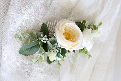 FIDDY898 Mesterséges Virágos Menyasszonyi Haj Fésű Esküvői Korona Kézzel készített Zöld Comb