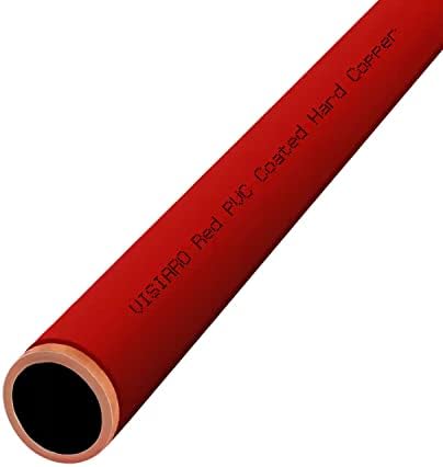 Visiaro Piros PVC Bevont Kemény Réz Cső, 1mtr, Külső Átm 5/8 hüvelyk, a Fal Vastagsága 19 swg, 2mm PVC bevonat, Csomag 10