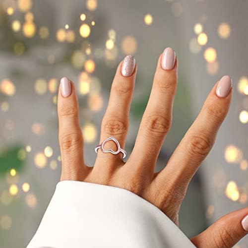 2023 Új, Egyszerűen Galvanizáló Szerelmes Szív Gyémánt Gyűrű Női Ékszerek Jegyesek Gyűrűt Kis Gyűrű (Rose Gold, 8)
