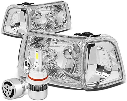 Kompatibilis Ford Ranger 4Pc Chrome Ház Tiszta Sarokban Fényszóró + Sarki Fény + 9007 LED átalakító Készlet W/Ventilátor