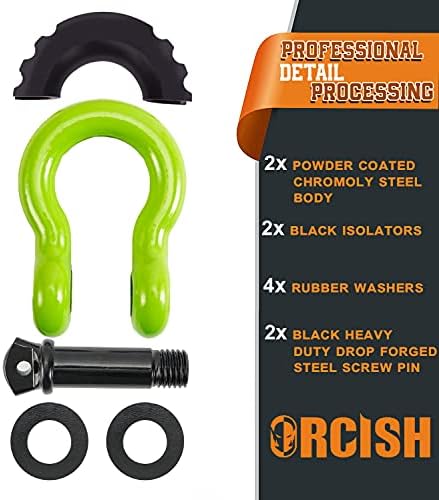 ORCISH 2PK D Gyűrű, Bilincs, 42,000 lb Szünet Erőt, D Gyűrű, Bilincs 3/4 inch Fekete Szigetelő Alátét s 7/8 Csavar Pin -, Vontató, Bilincs,