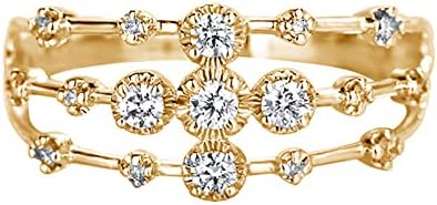 2023 Női Gyémánt Áttört Gyűrű Cirkon Eljegyzési Gyűrűt Szia Alacsony Gyűrű Lánya (Arany, 5)