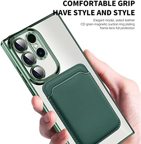 Omio Mágneses Egyértelműen a Galaxy S23 Ultra Kompatibilis MagSafe Töltő Levehető Mágneses Tárca Kártya Tartóját Vékony, Puha TPU Teljes Kamera