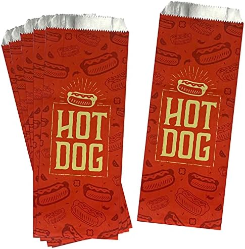 Nyomtatott Fólia Hot-Dog Zsák - 50 Pack - Ezüst, Piros, amelyet Kívülről a Doboz, Papírok
