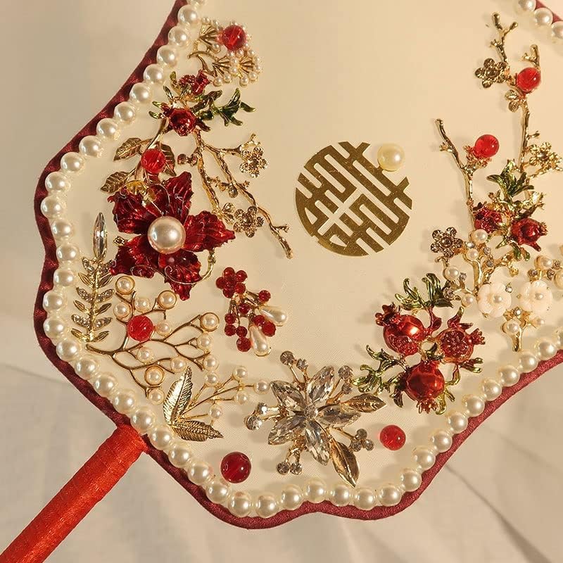 YCFBH Régi Kínai Esküvői Rajongó Gyöngy Ősi Stílus Han-Fu Tartozékok Bross Menyasszonyi Csokor Kézi Rajongó Fél Ajándék