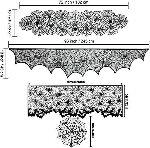 VEYLIN 5Pack Halloween Dekoráció Készlet, Fekete Pókháló Terítő 3D Bat Halloween Beltéri Dekoráció