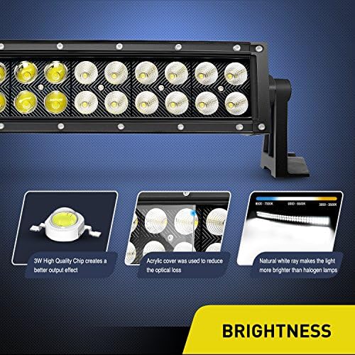 Nilight - ZH410 32Inch 180W Íves LED Bar Munka Fény Helyszínen Árvíz Combo Offroad Vezetés Lámpák 16AWG Kábelköteg Kit， 2