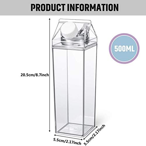 A Doboz tejet Víz Üveg 17oz (500mL) Műanyag Tiszta Tér Tej Üveg Nem BPA Szivárgásmentes Víz Üveg Hordozható Újrafelhasználható