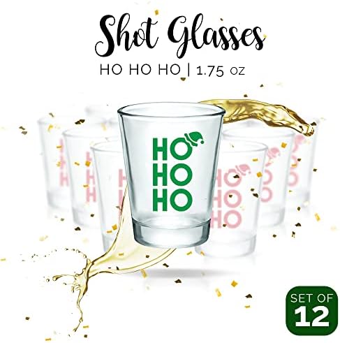 Ho Ho Ho - 6 Piros, 6 Zöld Karácsony feles pohár - annak Beállítása, 12 Üveg Fél Lövés Csésze Kétoldalas Nyomatok - Ünnepi