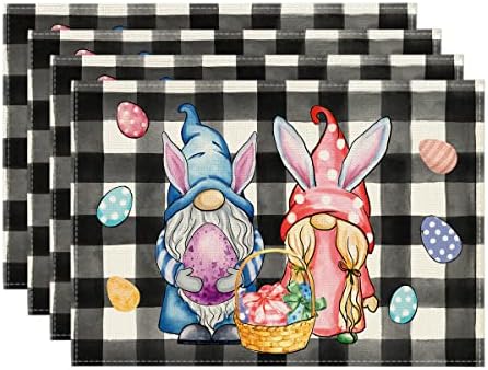 Artoid Mód Rózsaszín Zöld Buffalo Kockás Bunny Törpe Tojás, Húsvéti asztali Futó, Tavaszi-Nyári Szezonális Ünnepi Konyha, Étkező Asztal