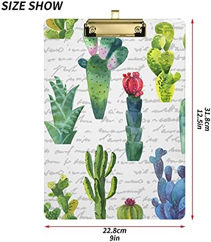 Kaktusz Növény Műanyag Vágólap 9x12.5Akril Papírok Alacsony Profilú Klip A4 Letter Méretű, nagy teherbírású Testület a Diákok,