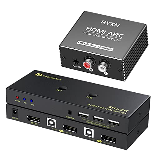 A HDMI ARC-Audio Elszívó, DisplayPort KVM Switch 2 Port