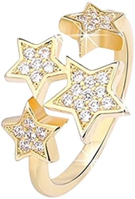 A nők Ékszerek Gyűrűk Retro Többrétegű Star Diamond Ring Elegáns Csillag Strasszos Nyitó Állítható Gyűrű a Nők, Lányok Gyűrűk