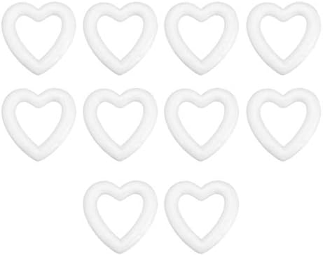 Amosfun Szív Gyűrű 48db Fehér Hab Szív Koszorú Polisztirol Hab Gyűrűk 6cm Szív Alakú Penész Karika Formák Kézműves DIY Szívek Esküvői