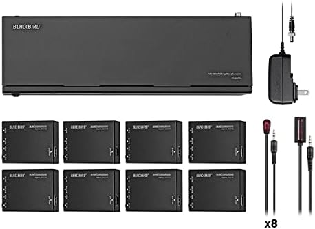 Monoprice Feketerigó 4K HDMI 2.0 1x8 Splitter Extender Teljes Megoldás Kit - 18Gbps, HDR, 4K@60Hz, YCbCr 4:4:4, HDCP 2.2, Cat6/6a/7 IR, Hurok