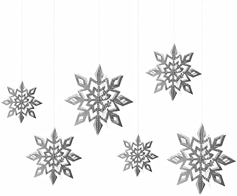 Karácsonyi Lóg Hópehely Dekoráció, 6db 3D-s Fehér Ezüst Hópelyhek Lóg Garland a Jég Hercegnő Szülinapi, szilveszteri Buli, Nyaralás
