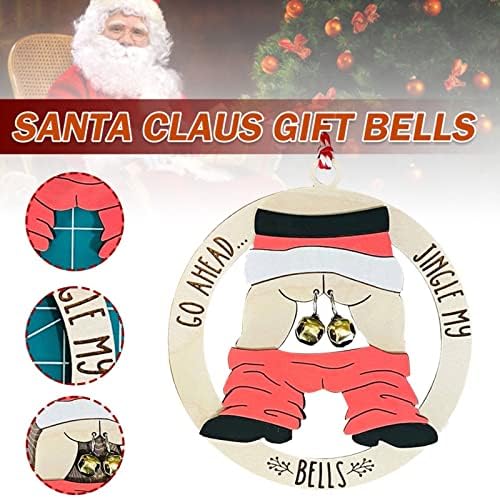 Vicces Karácsonyi Dekoráció Fa Dupla Bell Medál Ajándék -A Jingle Bells 2022 Karácsonyi Díszek, Mikulás Fenék Ünnepi Fa Dísz Bejárati