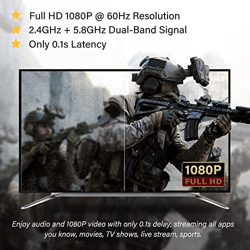 Vezeték nélküli HDMI Extender Kit 164ft/50m Vezeték nélküli C Típusú Adó-Vevő HDMI, Full HD 1080P @60Hz 2.4/5.8 GHz-es Extender Streaming