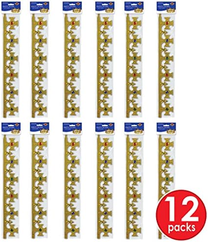 Beistle 12 Darab Állítható Műanyag Arany Királyi Király Korona Ékszerek Mardi Gras Középkori Jelmez Kalap