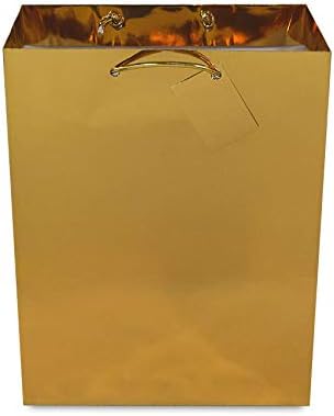 Arany Ajándék Táskák - 12 Pack Nagy Fémes Fólia Papír Táskák Kezeli, Designer Ajándék Wrap Euro Totál szülinapra, Ajándék, Esküvő, Party kellék,