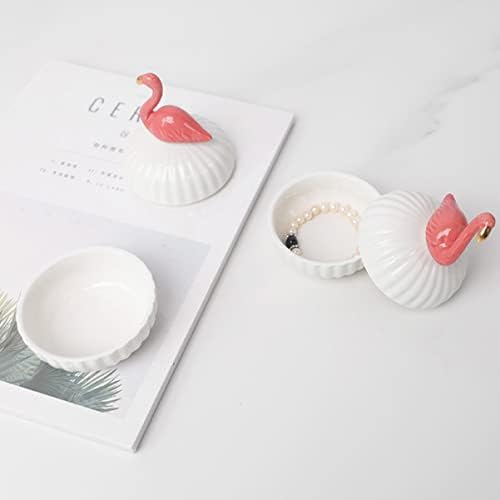 Cabilock 1db Dekoráció Öltözködés Jar Esküvői Bankett Flamingo Jogosult Tárolási Szülinapi Bizsu Gyűrű a Kulcs Kerámia Tábla Kijelző