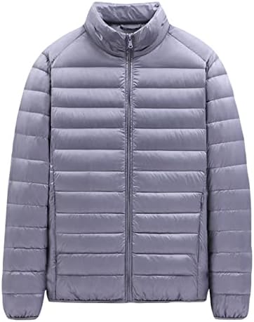 SJWCLYS Férfi Könnyű Téli Gömbhal Kabát Pakolható Szélálló Meleg Állni Gallér Puffer Kabát