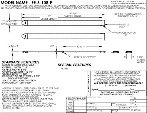 Vestil FE-6-108-P Elágazás Fájlokat, Pin Stílus, 108 L x 6 (W, Csomag 2), Sárga