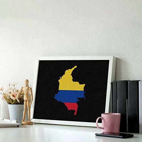 Zászló Térkép Kolumbia Gyémánt Festmény Készletek 5D DIY Teljes Gyakorlat Strasszos Művészeti Fali Dekor, hogy a Felnőttek 12x16