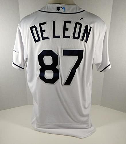 2019 Tampa Bay Rays Jose De Leon 87 Játék Kiadott Fehér Jersey 150 Javítás DP07654 - Játék Használt MLB Mezek