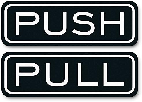 Klasszikus Horizontális Push Pull Ajtó Jel (Csiszolt Ezüst) - Közepes